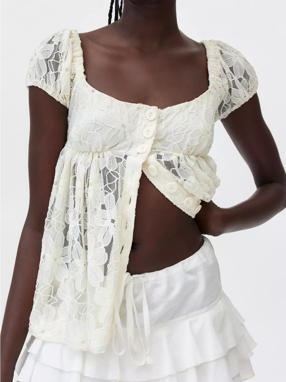 Urban Outfitters Kimchi Blue Loren Lace Babydoll Top NWT Size M
